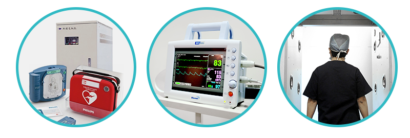 자가발전시스템, 심장제세동기, 정밀모니터링, 에어샤워 시스템